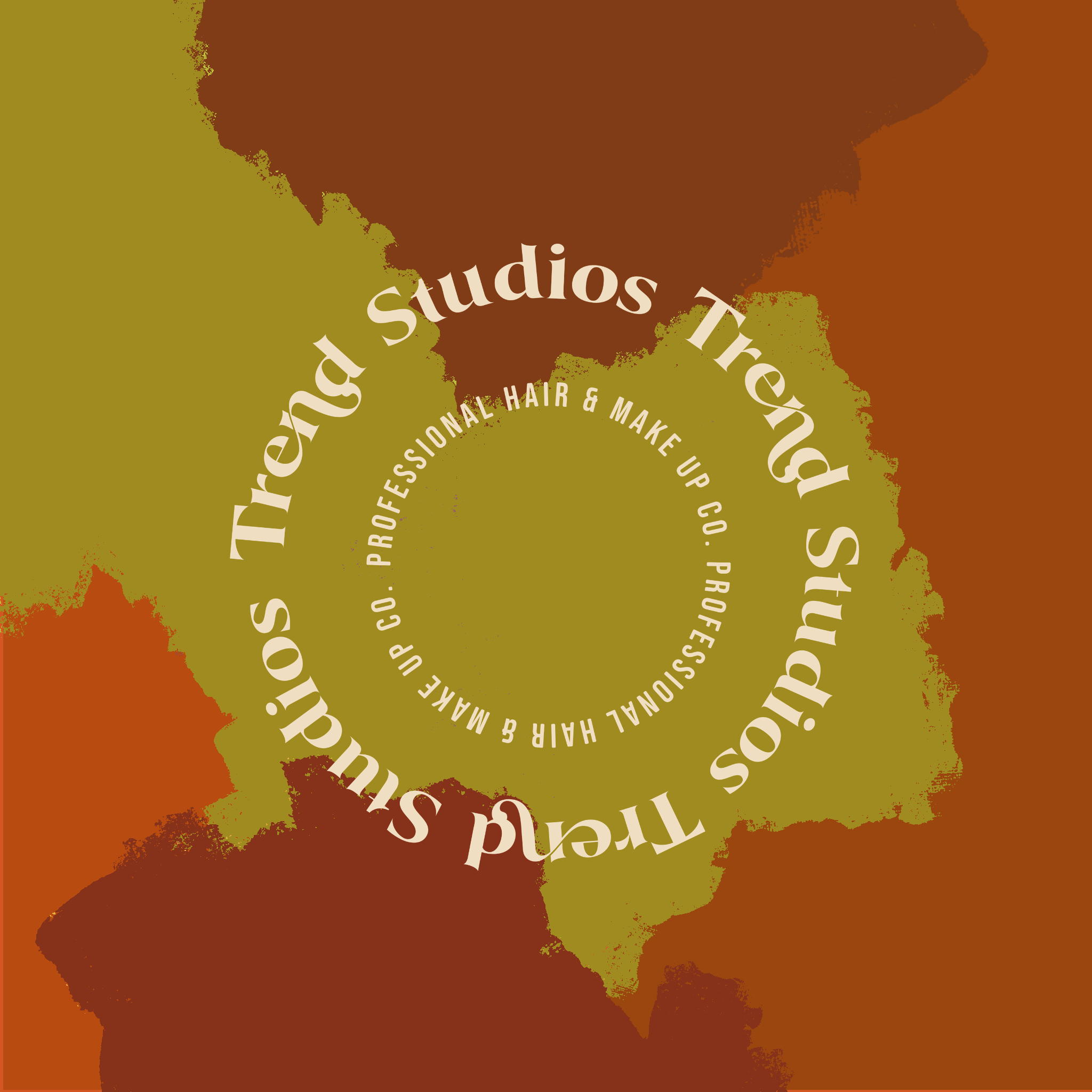Circular Trend Studio wordmark on an abstract rust, orange, and olive background